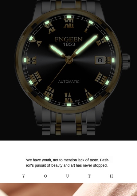 Męski zegarek automatyczny marki FNGEEN z kalendarzem, wodoodporny, biznesowy zegarek mężczyzny - Hollow - Wianko - 6
