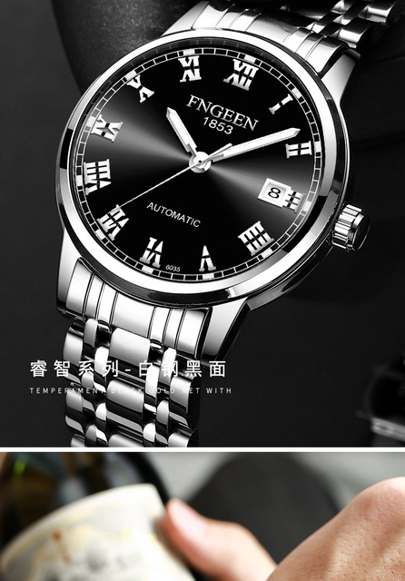 Męski zegarek automatyczny marki FNGEEN z kalendarzem, wodoodporny, biznesowy zegarek mężczyzny - Hollow - Wianko - 12