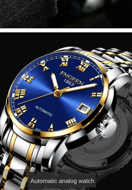 Męski zegarek automatyczny marki FNGEEN z kalendarzem, wodoodporny, biznesowy zegarek mężczyzny - Hollow - Wianko - 3