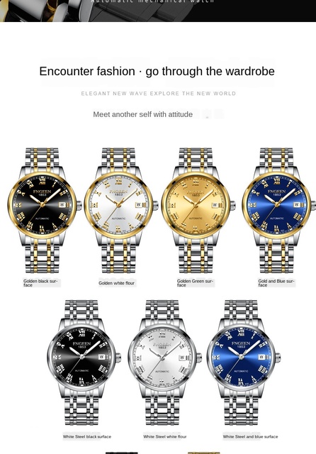Męski zegarek automatyczny marki FNGEEN z kalendarzem, wodoodporny, biznesowy zegarek mężczyzny - Hollow - Wianko - 4