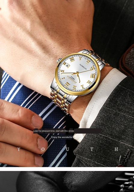 Męski zegarek automatyczny marki FNGEEN z kalendarzem, wodoodporny, biznesowy zegarek mężczyzny - Hollow - Wianko - 11