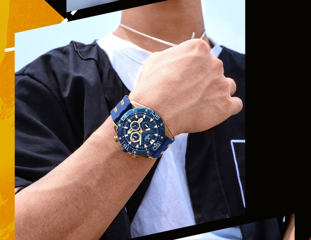 Zegarek męski NAVIFORCE 2021 luksusowy, silikonowy pasek, wodoodporny Chronograf Sportowy, kwarcowy, data - Wianko - 6