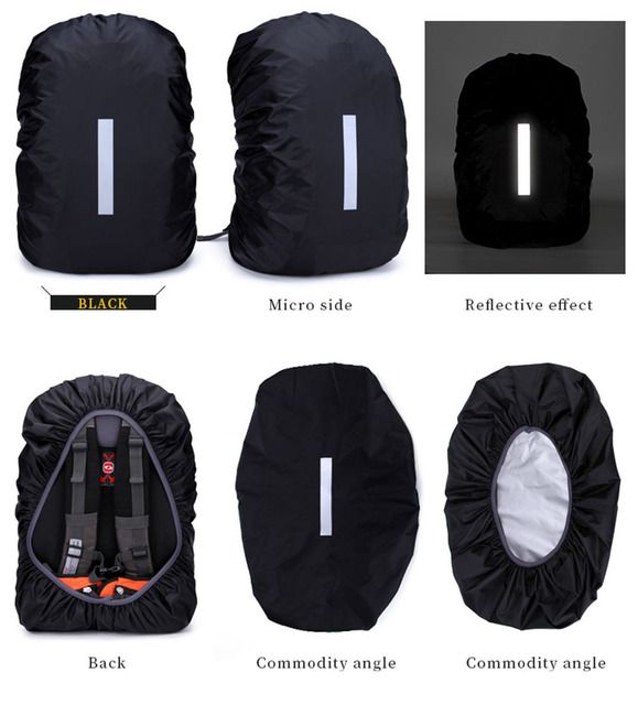 Plecak wspinaczkowy odblaskowy, wodoodporny, z pokrowcem przeciwdeszczowym, na nocną jazdę rowerem, z oświetleniem bezpieczeństwa, na camping i piesze wycieczki, 70-85L - Wianko - 7