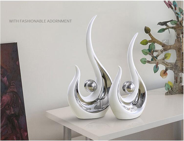 Nowoczesne ceramiczne figurki srebrno-białe kochanka do dekoracji salonu, pulpitu, regału i stołu - Wianko - 13