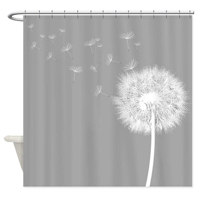 Czarny dmuchawiec - zasłona prysznicowa z nadrukiem roślin - estetyczna kurtyna łazienkowa - dekoracja do sypialni - Wianko - 4