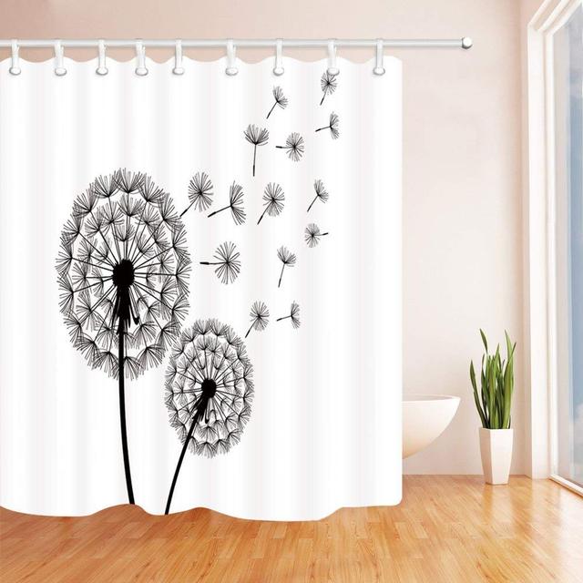 Czarny dmuchawiec - zasłona prysznicowa z nadrukiem roślin - estetyczna kurtyna łazienkowa - dekoracja do sypialni - Wianko - 6