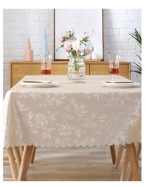 Obrus europejski, żakardowy z kwiatowym wzorem, wodoodporny, barwiony, prostokątny - dekoracyjna tkanina na stół weselny (JS159C) - Wianko - 10