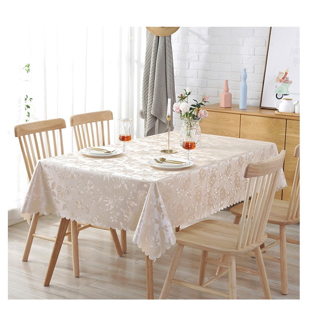 Obrus europejski, żakardowy z kwiatowym wzorem, wodoodporny, barwiony, prostokątny - dekoracyjna tkanina na stół weselny (JS159C) - Wianko - 8