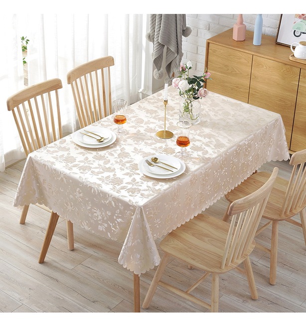 Obrus europejski, żakardowy z kwiatowym wzorem, wodoodporny, barwiony, prostokątny - dekoracyjna tkanina na stół weselny (JS159C) - Wianko - 7