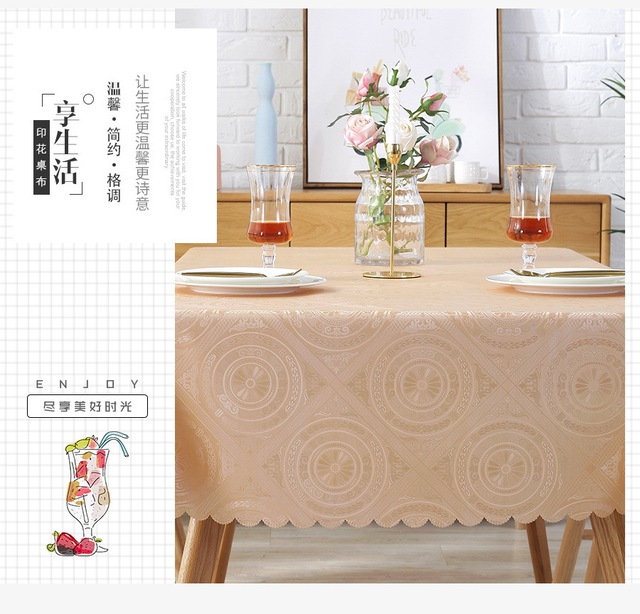 Obrus europejski, żakardowy z kwiatowym wzorem, wodoodporny, barwiony, prostokątny - dekoracyjna tkanina na stół weselny (JS159C) - Wianko - 5