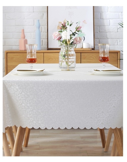 Obrus europejski, żakardowy z kwiatowym wzorem, wodoodporny, barwiony, prostokątny - dekoracyjna tkanina na stół weselny (JS159C) - Wianko - 34