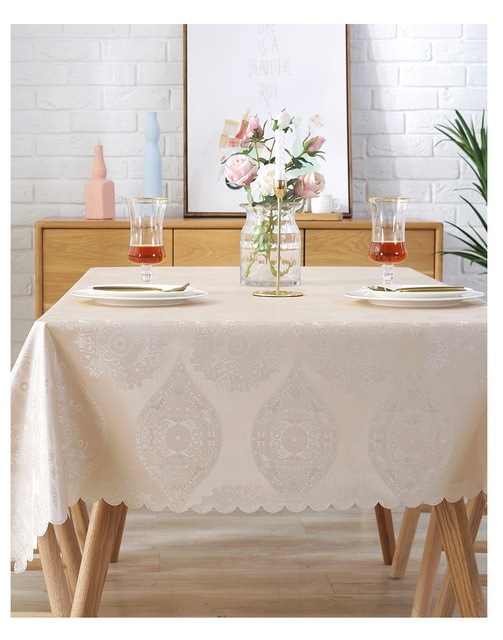 Obrus europejski, żakardowy z kwiatowym wzorem, wodoodporny, barwiony, prostokątny - dekoracyjna tkanina na stół weselny (JS159C) - Wianko - 16