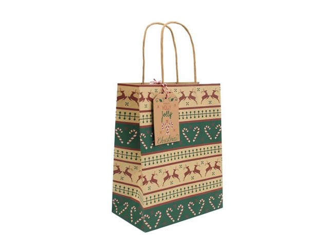 Nowa torba na prezenty świąteczne z papierowym pakowym dnem, z liną na ramię i dekoracją w formie świątecznej windmills - Wianko - 4