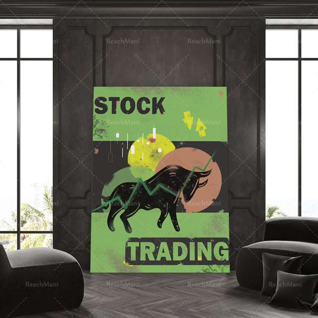 Plakat giełdowy z wykresem akcji - WallStreetbets, dekoracja ścienna dla traderów i inwestorów - Wianko - 3