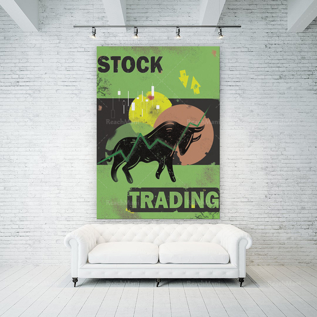 Plakat giełdowy z wykresem akcji - WallStreetbets, dekoracja ścienna dla traderów i inwestorów - Wianko - 5