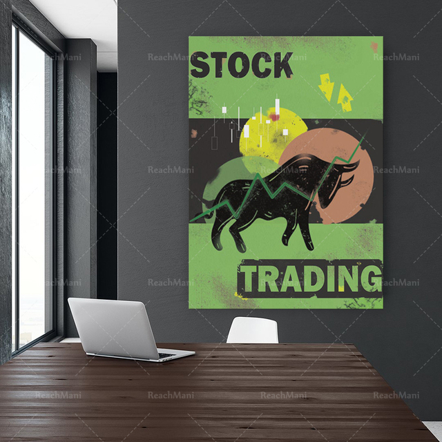 Plakat giełdowy z wykresem akcji - WallStreetbets, dekoracja ścienna dla traderów i inwestorów - Wianko - 4