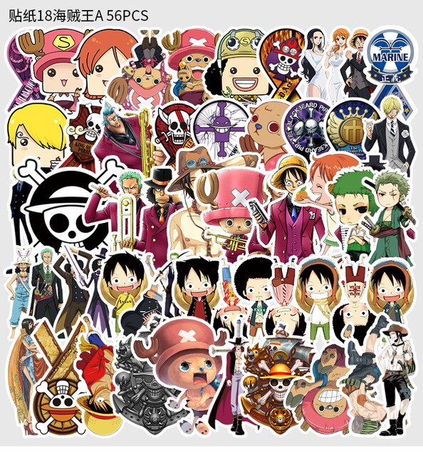 Paczka 10/30/56 sztuk naklejek Anime ONE PIECE Luffy Manga Kawaii Bullet Journal Laptop Skateboard samochodów Graffiti dla dzieci - finalna wersja - Wianko - 6