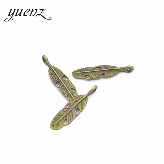 Biżuteria DIY Metal YuenZ - 20 sztuk antycznego brązu, pióro o długości 28 mm i szerokości 7 mm - nadające się do bransoletek, naszyjników i wisiorków. (Kod produktu: D307) - Wianko - 2