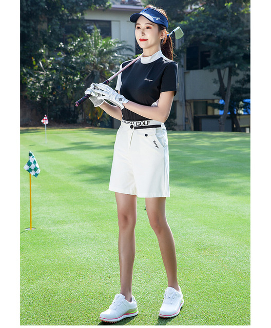 Damska koszulka golfowa ze stojącym kołnierzem, krótkim rękawem i ochroną przed słońcem dla golfa - Wianko - 22