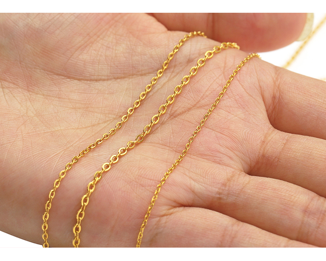 Stalowy nierdzewny łańcuch 2 metry, 1.5/2/3mm szerokość, kształt O, stalowo-złoty, do biżuterii - Wianko - 4