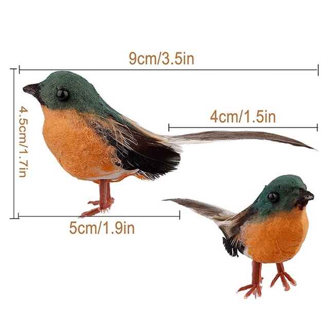 Figurka ptaka Robin - 12 sztuk realistycznych rysunkowych imitacji zwierząt, idealne na dekoracje domowe i imprezy - Wianko - 13