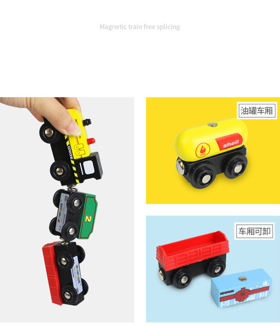 Drewniane magnetyczne pociągi i samochody - edukacyjna zabawka DIY - pasująca do Brio i Thomasa - 22 modele - Wianko - 5