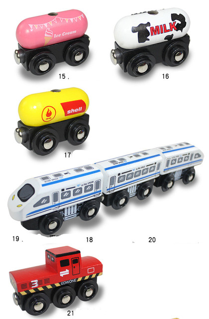 Drewniane magnetyczne pociągi i samochody - edukacyjna zabawka DIY - pasująca do Brio i Thomasa - 22 modele - Wianko - 8