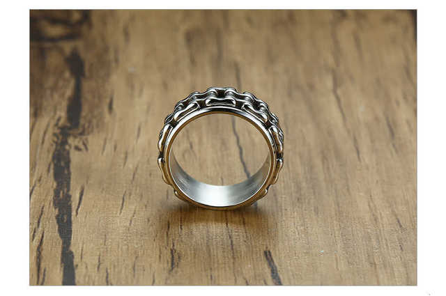 Stylowy pierścionek męski typu Fidget Ring ze łańcuszkiem, stal nierdzewna, łagodzi lęk - Wianko - 4