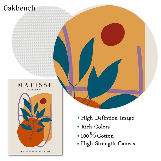 Malarstwo abstrakcyjne Matisse - plakaty kwiaty liście na płótnie Boho Nordic Wall Art reprodukcje dla pokoju gościnnego - Wianko - 6