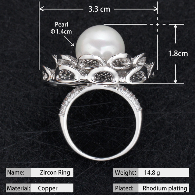 Pierścionek dla kobiet Bride Talk - luksusowe, kwiatowe perły z cyrkoniami Indian Dubai - Wianko - 5