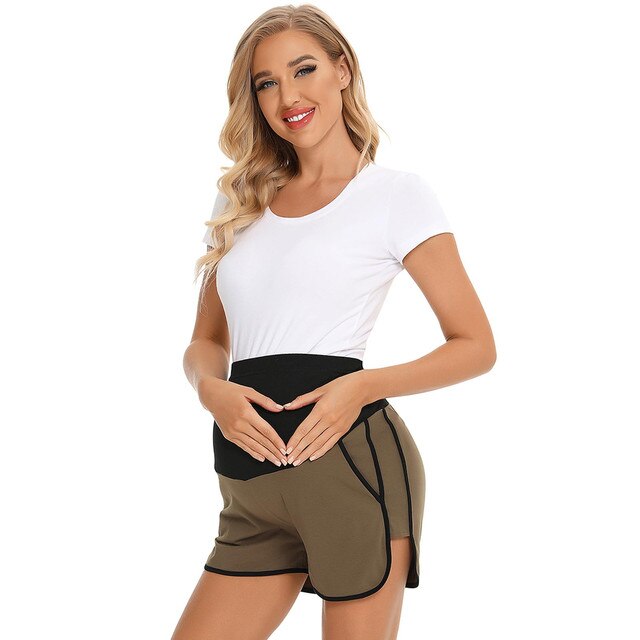 Spodenki ciążowe lato kobiety - luźne, casualowe, z kieszenią, w kontrastowym stylu - Wianko - 2