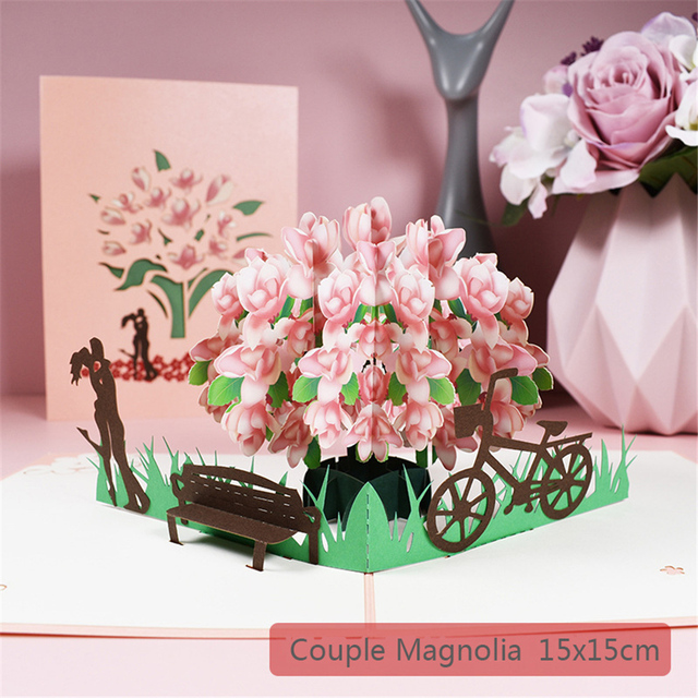 Zaproszenie na ślub - para pod drzewo wiśni - kartka 3D Pop-up z życzeniami dla żony - prezenty na rocznicę - Wianko - 5