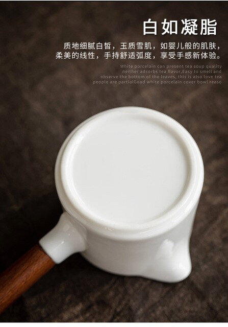 Zestaw Kungfu do herbaty w stylu japońskim - biała porcelana, uchwyt boczny, kubki i ceramiczne naczynie na herbatę - Wianko - 11