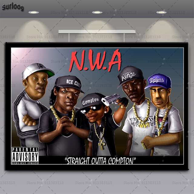 Plakat artystyczny NWA Hip Hop kostka lodu Dr.Dre eazy-e Retro zdjęcia płótno salon Home Decor - Wianko - 3