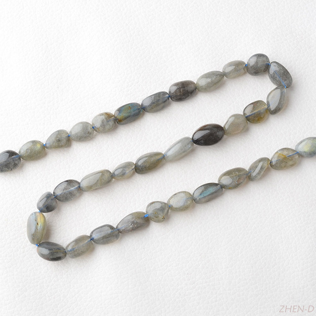 Naszyjnik z błyszczącymi kamieniami labradorytu ZHEN-D - ręcznie robione, naturalne koraliki o kształcie owalnym, idealne do tworzenia biżuterii - Wianko - 3