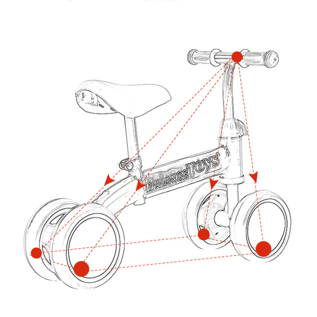 Skuter dziecięcy bezpedałowy czterokołowy dla dzieci 1-4 lat z ramą stalową węglową i kołami z pianki EVC - Wianko - 11