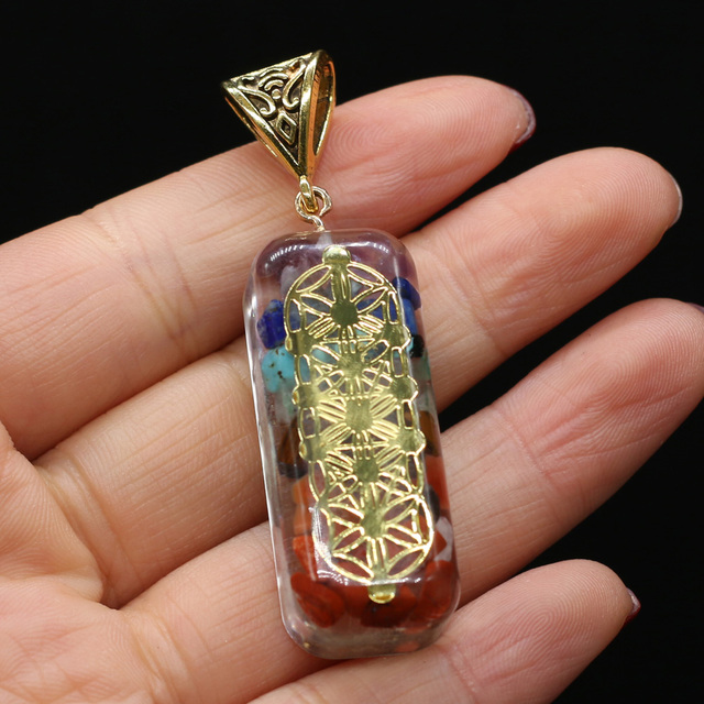 Wisiorek orgonitowy Amulet z kryształami Reiki Heal i 7 czakrami - Wianko - 7