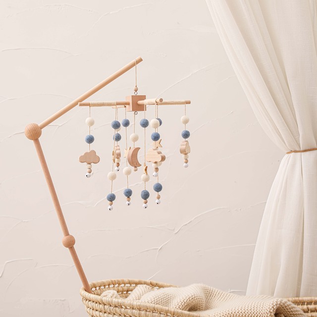 Handmade łóżeczko dzwonek - zestaw grzechotek i uchwytu drewnianego mobilnego łóżeczka dla niemowląt z ochroną zabawek - Wianko - 11