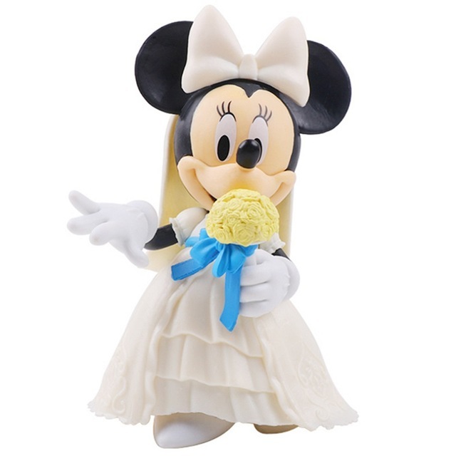 Dwanaście centymetrów białej sukni ślubnej Disneya z figurką Mickey Mouse'a i Minnie, model dziecięcy na urodziny, prezent, 2 sztuki/zestaw - Wianko - 3