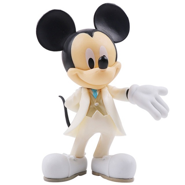 Dwanaście centymetrów białej sukni ślubnej Disneya z figurką Mickey Mouse'a i Minnie, model dziecięcy na urodziny, prezent, 2 sztuki/zestaw - Wianko - 2