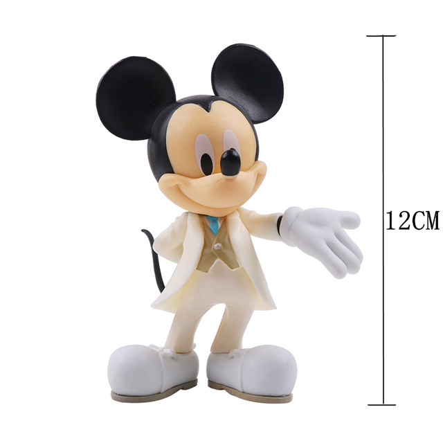 Dwanaście centymetrów białej sukni ślubnej Disneya z figurką Mickey Mouse'a i Minnie, model dziecięcy na urodziny, prezent, 2 sztuki/zestaw - Wianko - 1