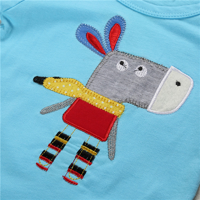 Zestaw ubrań Baby Girl i chłopcy - jesień 2019: koszulka i spodnie w kolorowe wzory z osłami - Wianko - 10