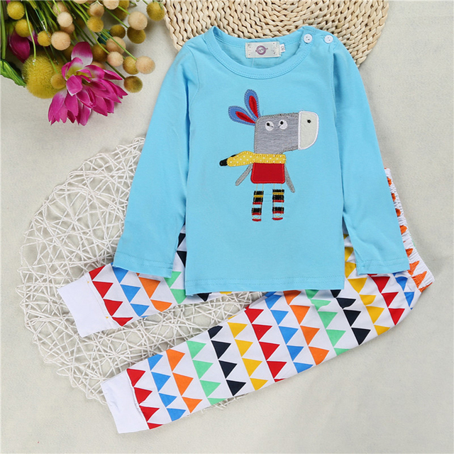 Zestaw ubrań Baby Girl i chłopcy - jesień 2019: koszulka i spodnie w kolorowe wzory z osłami - Wianko - 5