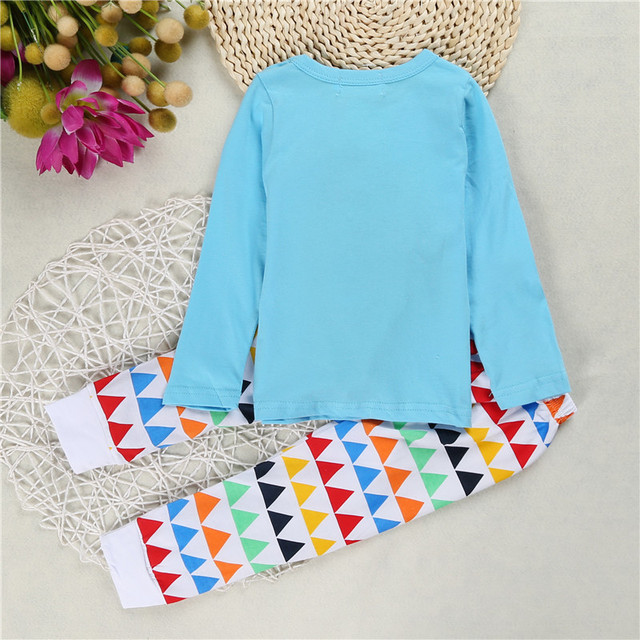 Zestaw ubrań Baby Girl i chłopcy - jesień 2019: koszulka i spodnie w kolorowe wzory z osłami - Wianko - 6