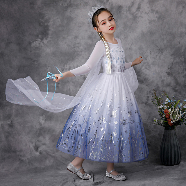 Dziewczęca sukienka dziecięca, Suknia księżniczki Królowej Śniegu, Warstwowa sukienka Cosplay dla dzieci, 3-10 lat - Wianko - 3