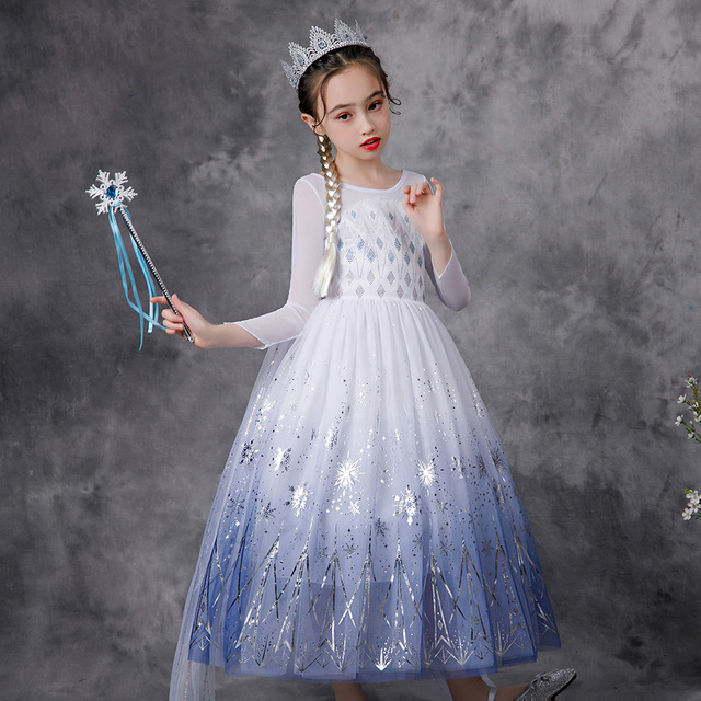 Dziewczęca sukienka dziecięca, Suknia księżniczki Królowej Śniegu, Warstwowa sukienka Cosplay dla dzieci, 3-10 lat - Wianko - 2