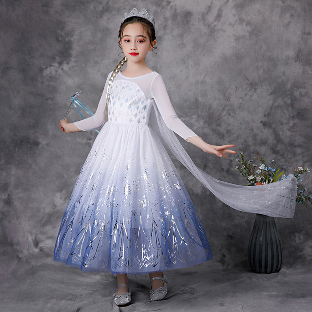 Dziewczęca sukienka dziecięca, Suknia księżniczki Królowej Śniegu, Warstwowa sukienka Cosplay dla dzieci, 3-10 lat - Wianko - 4