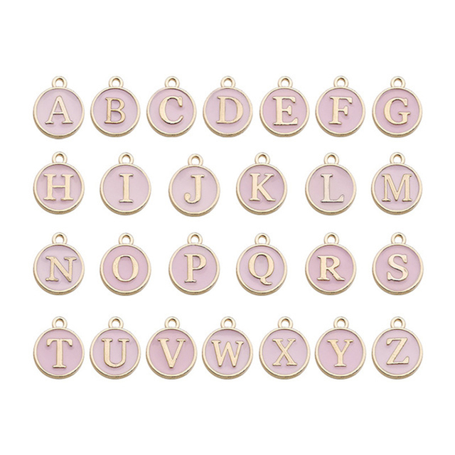 Breloczek z inicjałem - 26 sztuk Charms A-Z, emalia, alfabet, urok, elementy do wyrobu biżuterii - Wianko - 7