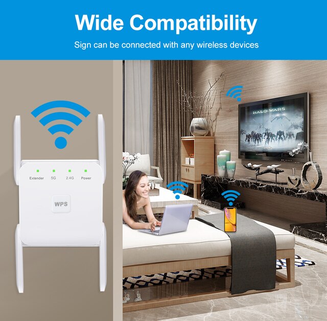 Bezprzewodowy wzmacniacz sygnału WiFi 2.4G/5Ghz 300/1200M, daleki zasięg, punkt dostępowy (802.11ac) - Wianko - 7