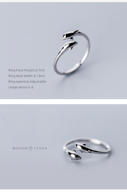 Pierścień delfin z oryginalnego srebra 925 dla kobiet, proste i śliczne - Wianko - 5